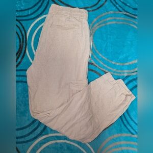 Porter & Ash Linen-Blend Cargo Joggers Size Large